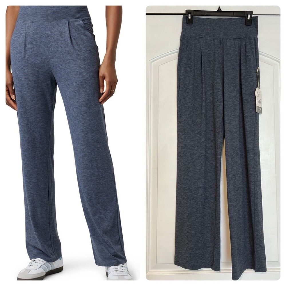 VUORI Lux At Ease Straight Pants Azure Heather Athleisure Stretch Designer NEW S